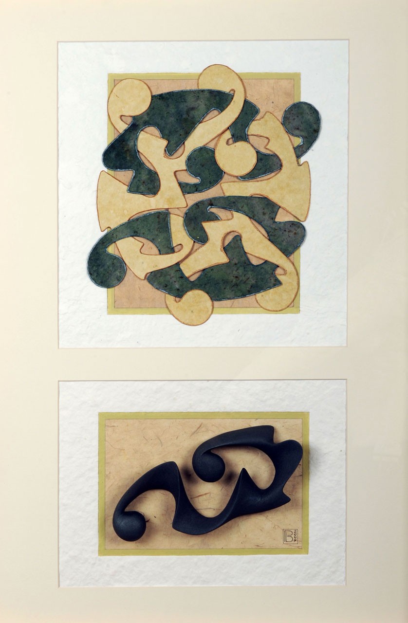 Sagomato - Painted Bound IV, 2009 - Collage carte a mano ed elemento plastico, cm 70x50