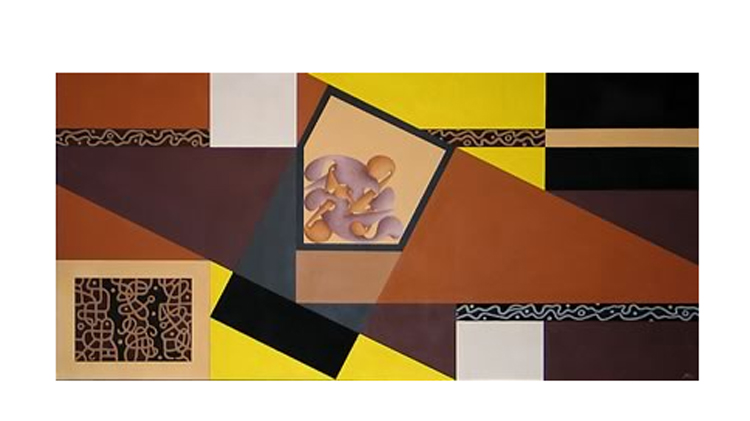 Codice Algenico - Grande Archetipo pentagonale, 2003 - Tecnica mista su tela, cm 100x200